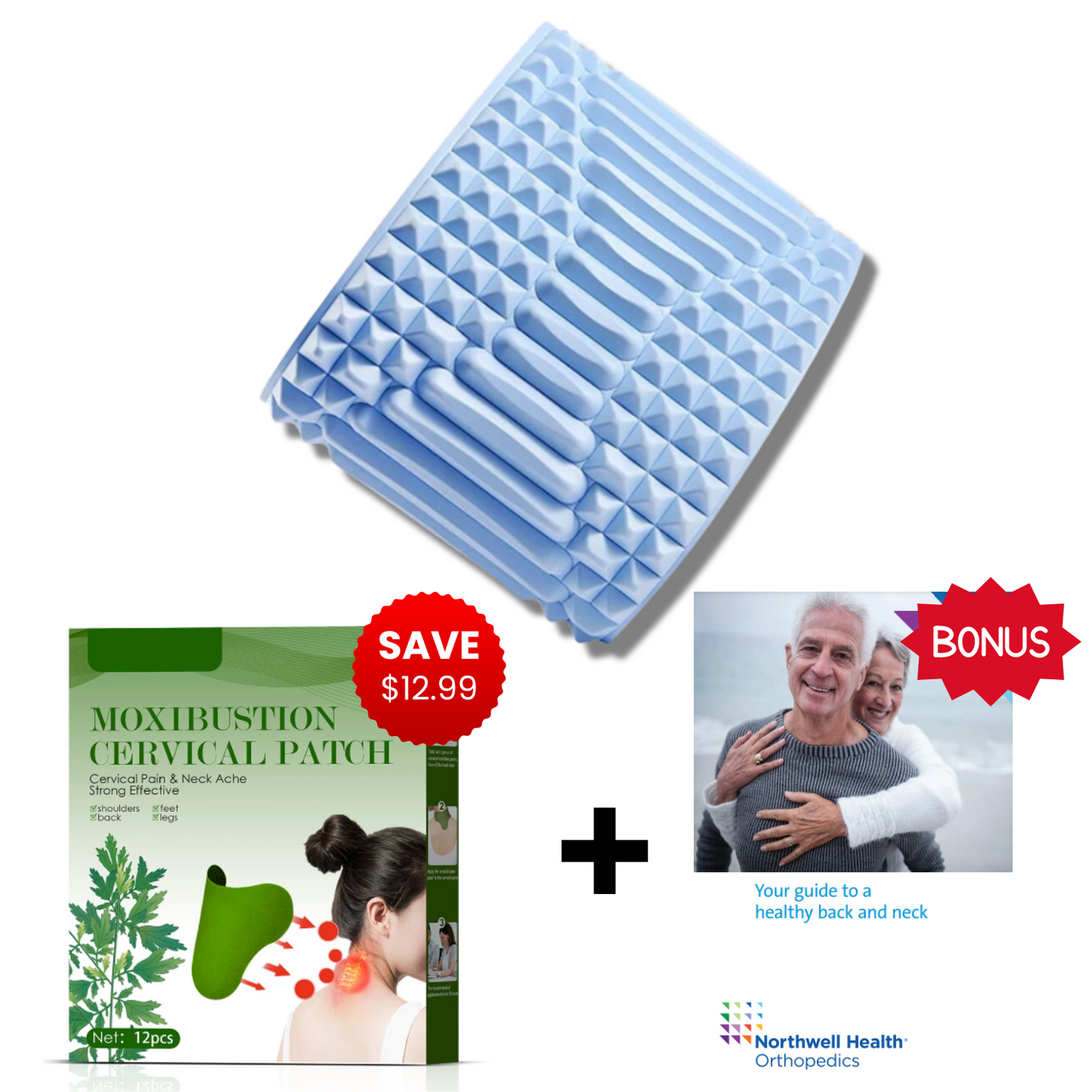 Truecompress Neck and Back Stretcher  + Self Heating Neck Patches +  E-book (Bundle 1) - True Compress